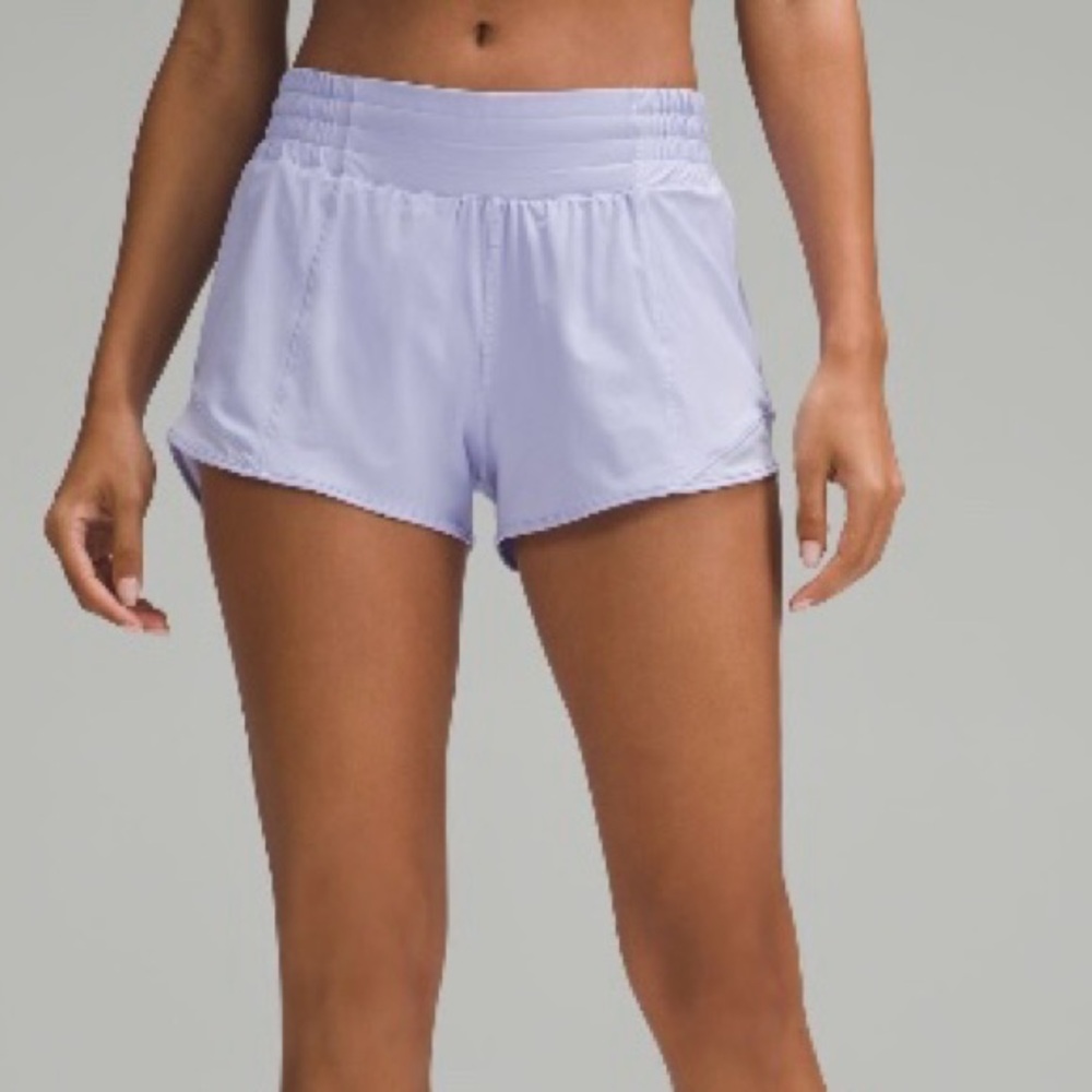 Lululemon Athletica Hotty Hot High Rise lined short 2.5” lilac smoke